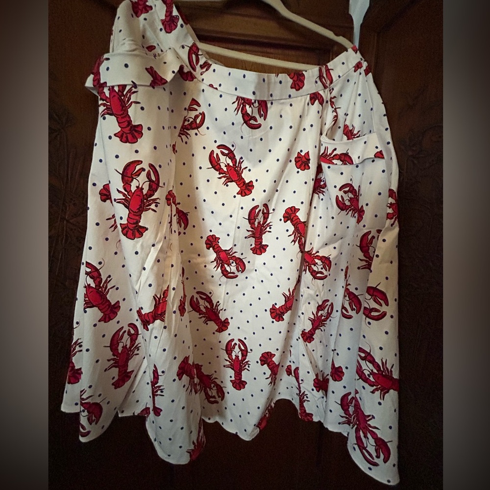 🦄Collectif NWT Swing Skirt 97% Cotton 18 US Lobster red white dots